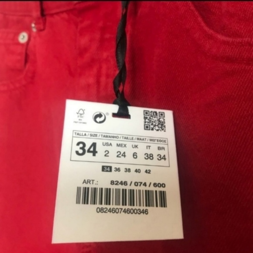 New Zara Woman Premium Denim Red Culottes - Picture 6 of 6